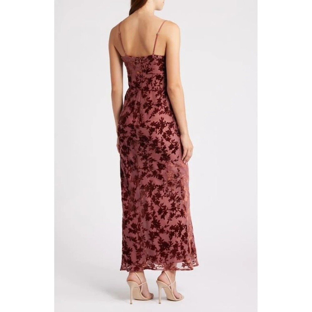 Rare London Velvet Burnout Maxi Dress Tie Front Bodycon Evening Gown 4 New - Picture 7 of 16